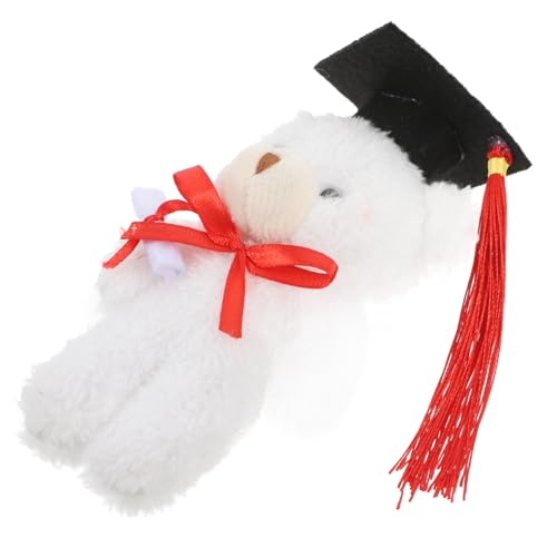 BESTonZON Mini Abschlussbär Plüschspielzeug mit Abschlussmütze Weiches Kuscheltier für Graduierungsfeiern für Absolventen Langlebig und Knuddelig Weiß BESTonZON Mini Abschlussbär Plüschspielzeug mit Abschlussmütze Weiches Kuscheltier für Graduierungsfeiern für Absolventen Langlebig und Knuddelig Weiß von BESTonZON