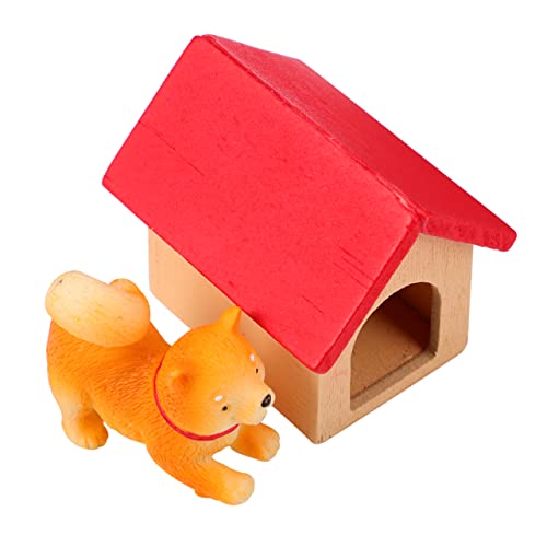 BESTonZON Mini-Akita-Hund puppenhauszubehör Geschenkeidee Hundemodell Geschenkidee Modellbau Haustier Spielzeugfiguren Spielzeughund hundesofa Mikroszenenhund Holzmodell-Ornament rot von BESTonZON