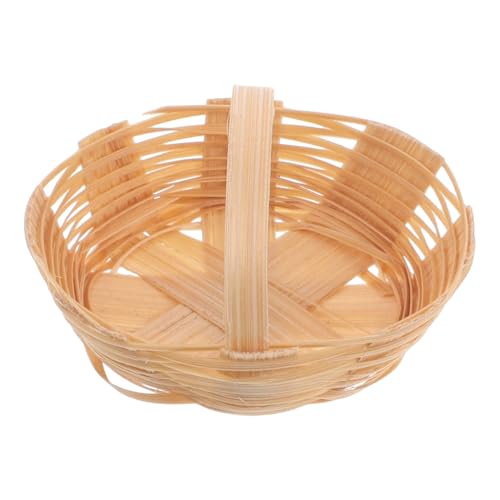 BESTonZON Mini-Bambuskorb Miniatur-Spielzeughaus Obstständer Puppenhaus Quasten-Pflanzenständer Puppenstube Accessoires Puppenhaus Zubehör Puppenhaus-Küchenmodelle Mini -Picknickkorb Khaki von BESTonZON