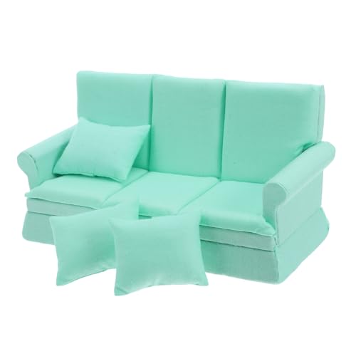 BESTonZON Mini Doll House Sofa Puppenhaussofa Mini-couchspielzeug Puppenhaus Realistische Möbel Miniaturzubehör Puppenstubenmöbel Sofa Miniatur-puppenstubenmöbel Baumwolle Himmelblau von BESTonZON