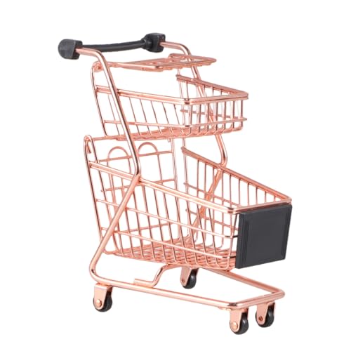BESTonZON Mini Doppelstöckiger Einkaufswagen aus Roségold Kinderspielzeug Einkaufswagen Simulation Stabiler Spielzeugwagen Fantasie und Farberkennung für Mädchen BESTonZON Mini Doppelstöckiger Einkaufswagen aus Roségold Kinderspielzeug Einkaufswagen Simulation Stabiler Spielzeugwagen Fantasie und Farberkennung für Mädchen von BESTonZON