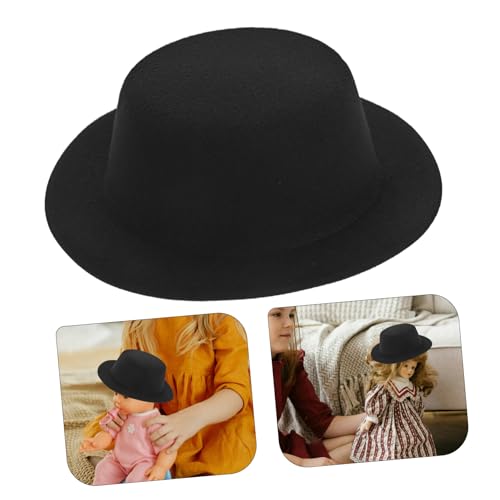 BESTonZON Mini Filzhut für Puppen Stilvoller Langlebiger Vielseitiges Puppenaccessoire für Cosplay und Fotografie Schwarze Miniatur kostümdekoration von BESTonZON