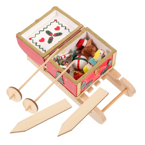 BESTonZON Mini Haus Weihnachtsdeko Teilig Holz Miniatur Schlitten Ornament Puppenhaus Zubehör Dekorative Miniaturmöbel für Festliche Wohnkultur und Fotografie Accessoires von BESTonZON