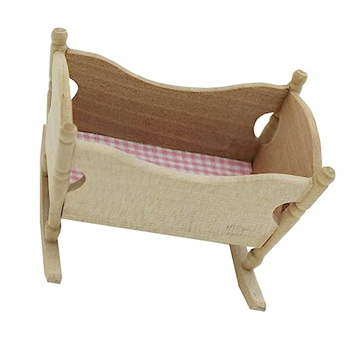 BESTonZON Mini Wiege Modell Miniatur öbel Für Puppenhaus Handgefertigte Wiege Für Kreative Rollenspiele Und Deko von BESTonZON
