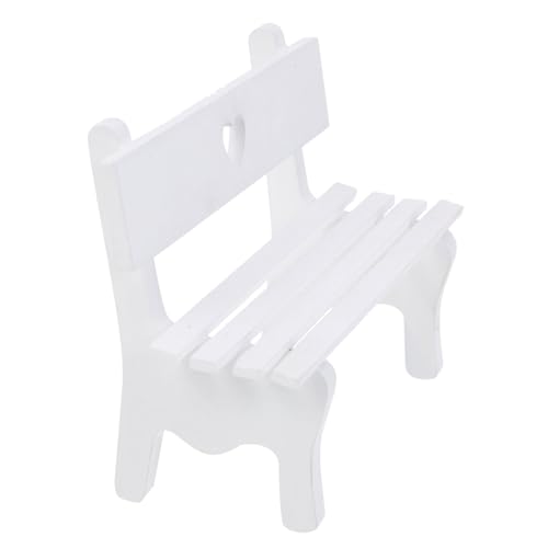 BESTonZON Mini Holzbank Deko für Puppenhaus Kleine Sitzbank Ornament für Miniaturlandschaften Weißes für DIY Mini Häuser und Dekorationen von BESTonZON