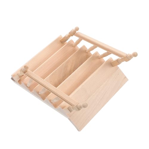 BESTonZON Mini-Kleinmöbeltreppe Puppenhausmöbel Zuhause Puppen innere Puppen Mini-Schlüsselanhänger Holz Treppe Treppe Puppenhaustreppe Miniatur-Dinge hölzern Light Brown von BESTonZON