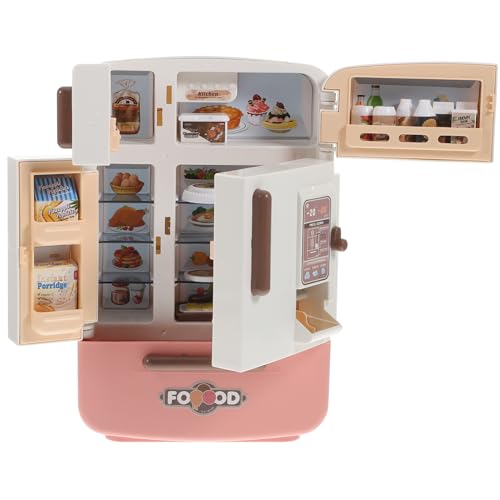 BESTonZON Mini Kühlschrank Set Sicherer Abgerundeter Miniatur Kühlschrank für Kinderküche mit Mehrschichtigen für Mini Food Aufbewahrung und Puppenhaus Dekoration von BESTonZON