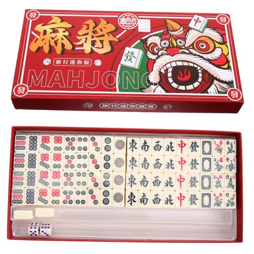 BESTonZON Mini Mahjong Set Reisegröße Tragbares Chinesisches Mahjong Spielset mit Kompaktem Brett für Party Familie und Freunde Fördert Geduld Koordination und Soziale Interaktion von BESTonZON