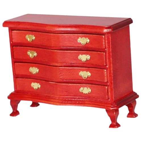 BESTonZON Mini-Möbelmodell für kinderspielzeug The Craft verkleidungsaccessoires Mini-Spielzeuggarderobe Miniatur-Möbeldekor Miniatur-Hausschrank Miniaturmöbel Holz rot von BESTonZON