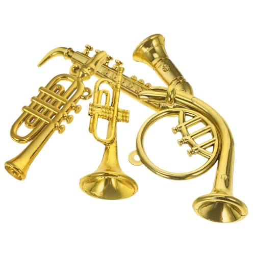 BESTonZON Mini Musikinstrumente Für Puppenhaus Sammlerstücke Aus Kunststoff Inkl Saxophon Trompete Bogen Und Querflöte von BESTonZON