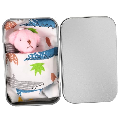 BESTonZON Mini Plüschbär im Metallbox Stofftier Kuscheltier Cartoon Bär Kinderzimmer Dekoration Weiches Stoffspielzeug für Mädchen Niedliches Desktop Ornament Perfektes für Freunde und von BESTonZON