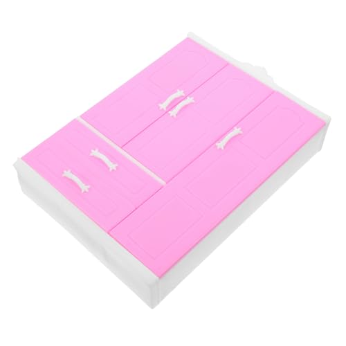 BESTonZON Mini Princess Garderobe Miniaturmöbel für Dollhouse Kleiderschrank Puppenhaus Zubehör für Feengärten Puppenhaus Kleiderschrank Tell vor, zu Plastik Rosa von BESTonZON