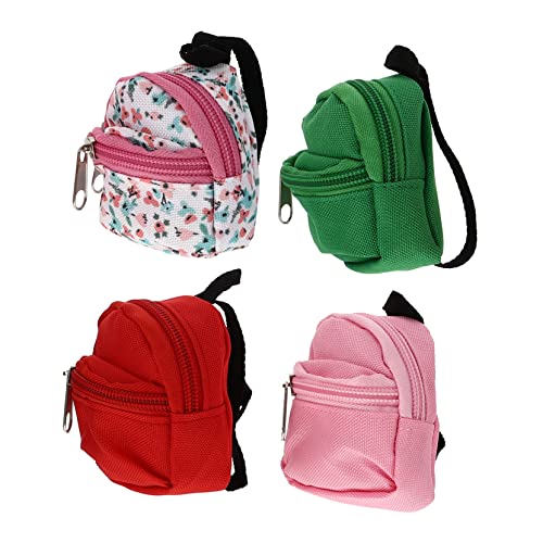 BESTonZON Puppe Kleiderschrank Spielzeug 4 Stücke Mini Puppe Rucksack Szene Schmuck Modell Spielzeug von BESTonZON