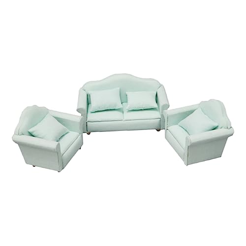 BESTonZON Mini Sofa Für Puppenhaus Grünes Stoffmöbel Teiliges Mini Dekoration Für Kinderzimmer DIY Für Puppen Und Miniaturszenen von BESTonZON