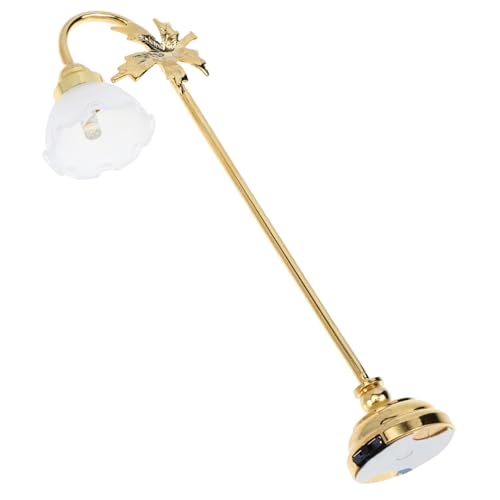BESTonZON Mini-Stehlampe Mini-Hausszenenverzierung Mini-Lampenmodell Puppenhausmöbel Miniaturlampe Mini-House-Szenendekor kleines Lampendekor LED-Stehlampenverzierung Zinklegierung Weiß von BESTonZON