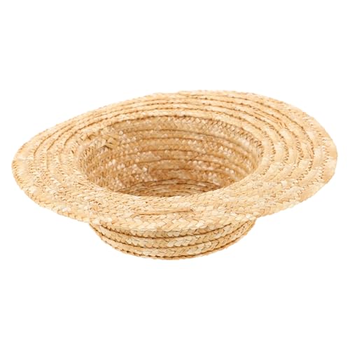 BESTonZON Mini Strohhut für Puppen Innendurchmesser Handgefertigter Gewebter Rundhut aus Weizenstroh Dekorativer Minihut für Puppenhaus DIY Bastelaccessoire Naturfarben von BESTonZON