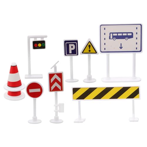 BESTonZON Mini Verkehrszeichen Spielset für Realistische Verkehrsschilder zur Verkehrserziehung für Kindergarten und Spielplatz Teiliges mit Praktischen Miniatur Signalen von BESTonZON