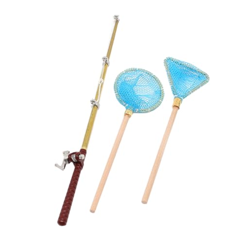 BESTonZON Miniatur Angelrute Modellset aus Holz Nylon und Aluminiumlegierung Dekoratives Teiliges Miniatur Angelzubehör für Puppenhaus Fotorequisiten und Landschaftsbau Leicht und Langlebig von BESTonZON