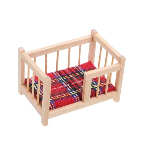 BESTonZON Miniatur Babybett Puppenhaus-babybett Holz Modell Kinderzimmer Möbel Miniaturbett für Puppenhaus Dekoration Fotorequisite Kreatives Zubehör für Kleine Räume von BESTonZON