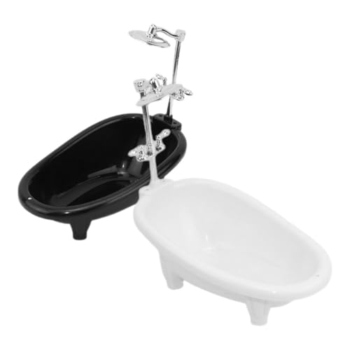 BESTonZON Miniatur-puppenhaus-badewanne 2 Stück Spielzeug-badewanne Weiß/schwarz Stabiles Material Zum Spielen Für Jungen Und Mädchen von BESTonZON