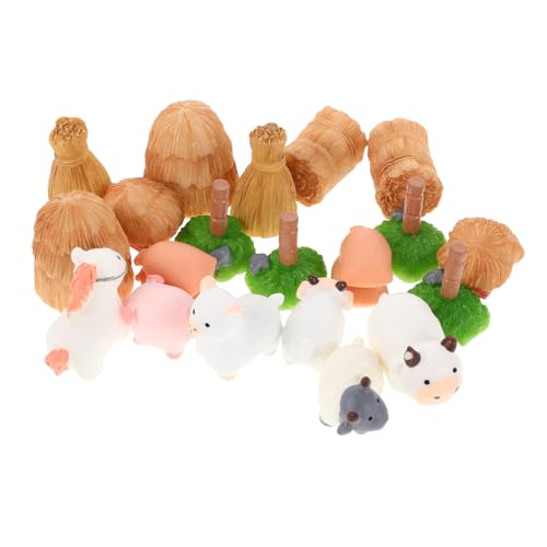 BESTonZON Miniatur Bauernhof Figuren Set mit Mini Strohballen und Scheunen für DIY Mikro Landschaften Garten Accessoires Ländliche Dekoration Pädagogisch Fördernd für Bastelprojekte und von BESTonZON