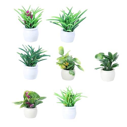 BESTonZON Blumentopf Klein Miniatur Blumentöpfe Set DIY Mini Topfpflanzen Modelle Für Miniature Landschaft Deko 3 Künstliche Pflanzen Für Puppenhaus Und Tischdekoration Kleine Pflanzen von BESTonZON