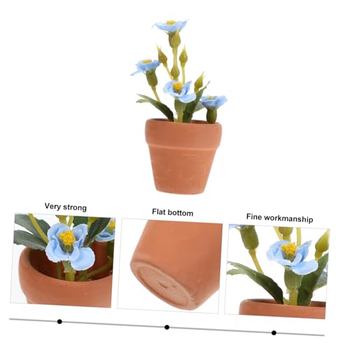 BESTonZON Miniatur Bonsai Pflanze Kunstpflanze für Puppenhaus Deko Langlebige Mischung Realistische Mini Blume für Kreative Bastelsets und Wohnaccessoires Blau von BESTonZON