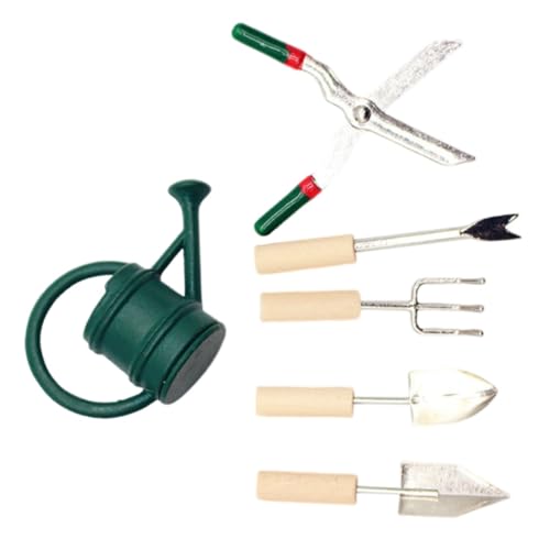 BESTonZON Miniatur Gartenwerkzeug Set Teilig Mini Gießkanne Puppenhaus Zubehör Dekorativ Leichtes Miniatur Gartengerät für Puppenhaus Gartendekoration von BESTonZON