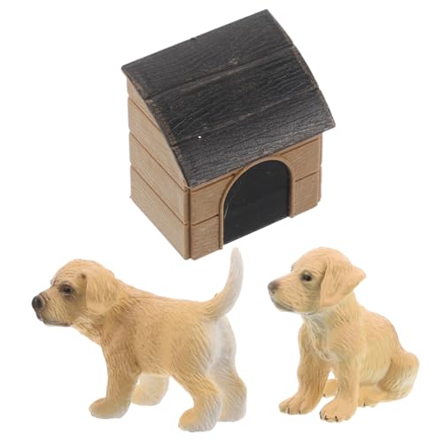 BESTonZON Miniatur Haustier Hund Haus Set mit Niedlichen Figuren und Dekorativen Ornamenten Einzigartiges Design für Puppenhaus für Miniaturgärten und Terrarien Vielseitig Einsetzbar von BESTonZON