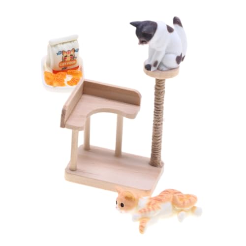 BESTonZON Miniatur Katzenbaum Modellset aus Holz Detailreiche Puppenhaus Deko Miniaturmöbel Zubehör für Realistische Mini Haus Szenen für Katzenliebhaber und Puppenhaus Sammler von BESTonZON