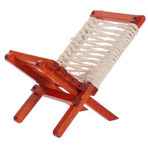 BESTonZON Miniatur Klappstuhl mit Rückenlehne Faltbarer Mini Gartenstuhl aus Holz Puppenhaus Deko Handliches Outdoor Modell Platzsparender Mini Lounge Stuhl für Kreative Wohnlandschaften von BESTonZON