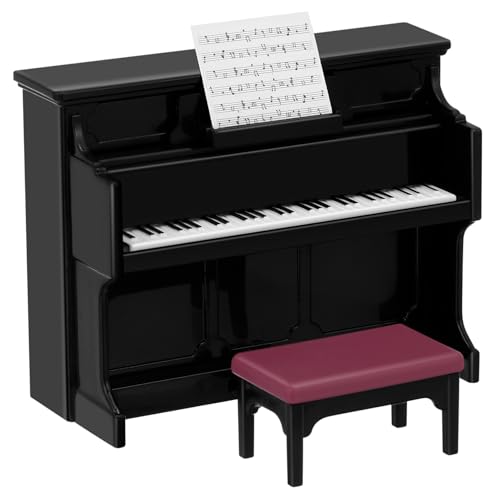 BESTonZON Miniatur Klavier mit Hocker Puppenhaus Dekoration Realistisch Gestaltete Szene Requisiten für Sammler Leicht und Handlich für DIY Projekte von BESTonZON