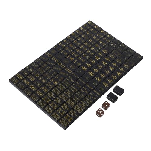 BESTonZON Miniatur Mahjong Set Tragbares Chinese Majiang Reise Spiel Luxus Schwarz Gold Kleine Fliesen Leicht Für Familie Outdoor Und Zuhause Unterhaltung von BESTonZON