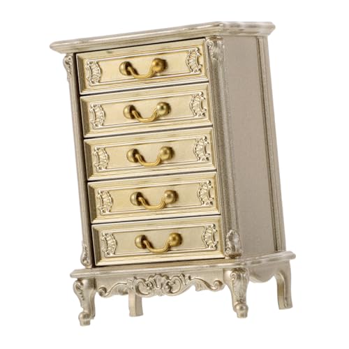 BESTonZON Miniatur Möbel Schubladenkommode Vintage Stil Realistisches Puppenhaus Möbelmodell Stabiles Kunststoff Retro Sideboard für Puppenhaus Wohnzimmer und Schlafzimmer Zubehör von BESTonZON