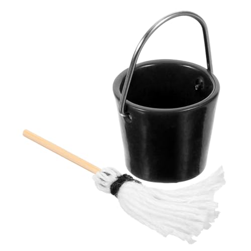 BESTonZON Miniatur Mop Teilig Mini Wischmopp mit Schwarzem Eimer Puppenhaus Zubehör Puppenmöbel Miniaturreinigungsspielzeug für DIY Mini Haus Dekoration BESTonZON Miniatur Mop Teilig Mini Wischmopp mit Schwarzem Eimer Puppenhaus Zubehör Puppenmöbel Miniaturreinigungsspielzeug für DIY Mini Haus Dekoration von BESTonZON