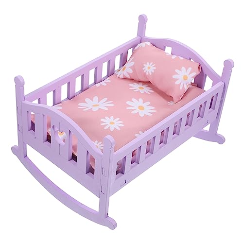 BESTonZON Miniatur Puppenbett Doll Crib aus Robustem Material Glatte Oberfläche Stilvolles Puppenhaus Zubehör Dekorativ und Langlebig für Mini Häuser und Geschenkideen BESTonZON Miniatur Puppenbett Doll Crib aus Robustem Material Glatte Oberfläche Stilvolles Puppenhaus Zubehör Dekorativ und Langlebig für Mini Häuser und Geschenkideen von BESTonZON
