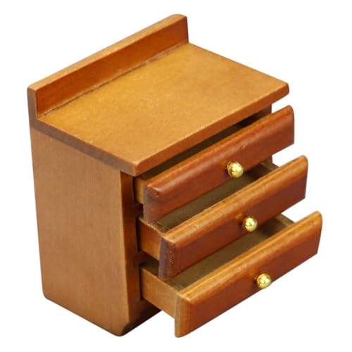 BESTonZON Miniatur Puppenhaus Möbel Nachttisch aus Holz Realistisch Gearbeitetes Mini Bedside Table Modell Langlebiges Schlafzimmer Zubehör für Puppenhaus Dekoration von BESTonZON
