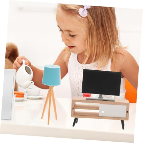 BESTonZON Miniatur Puppenhaus Möbel Realistische Mini Tv Möbel mit Tv Schrank Sofa und Tischlampe Langlebig und Detailgetreu Geeignet als Puppenhaus Dekoration und Geschenk von BESTonZON