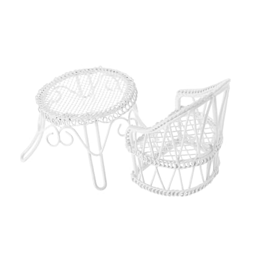 BESTonZON Miniatur Puppenhaus Möbel Set Miniatur Gartentisch und Stühle Multifunktional Stilvolles Desktop Accessoire Vielseitig für Dekoration und Kleine Arbeitsfläche Leicht Zu Reinigen von BESTonZON