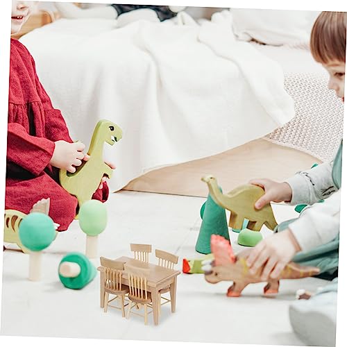 BESTonZON Miniatur Puppenhaus Möbel Set Teilig aus Langlebigem Eichenholz Kreatives Tisch Stuhl Modell Vielseitige Dekoration für Sammler von BESTonZON