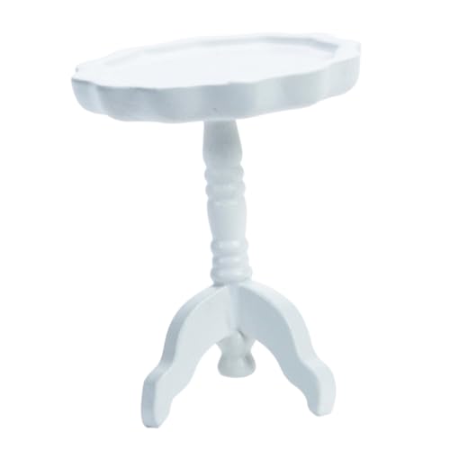 BESTonZON Miniatur Puppenhaus Rundtisch Weiß Holzmodell Miniaturmöbel Realistisches Leichtes Geschenkidee für Party Geburtstag von BESTonZON