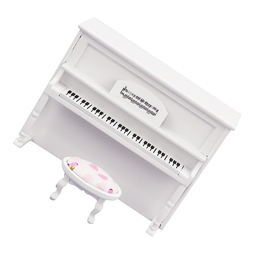 BESTonZON Miniatur Puppenhaus Stehendes Klavier aus Holz Realistische Weiße Mini Piano Dekoration für Mädchen Kleine Hausmöbel Ornament Kreatives Micro Landschaftsmodell von BESTonZON