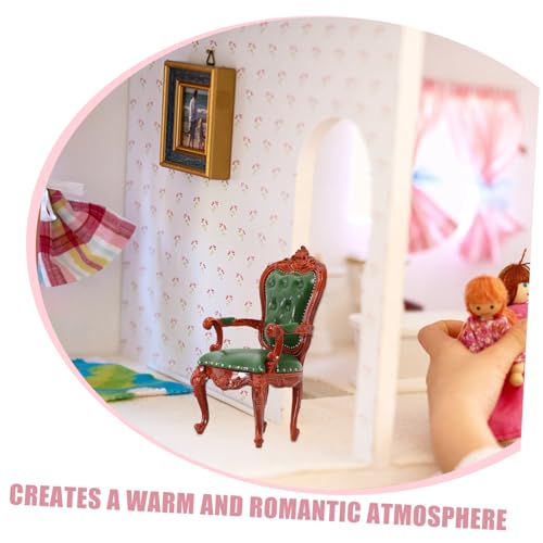 BESTonZON Miniatur Puppenhaus Stuhl Grün Vintage Stil Modell Detailgetreues Mini Möbel für Puppenhaus Dekoration Geeignet als Schlafzimmer Deko und Micro Landschaft Zubehör BESTonZON Miniatur Puppenhaus Stuhl Grün Vintage Stil Modell Detailgetreues Mini Möbel für Puppenhaus Dekoration Geeignet als Schlafzimmer Deko und Micro Landschaft Zubehör von BESTonZON