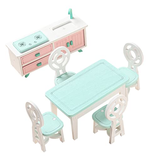 BESTonZON Mini-tischstuhl-Set Aus Holz Mit Miniatur-puppenhausmöbeln Für Die Puppenhausdekoration von BESTonZON