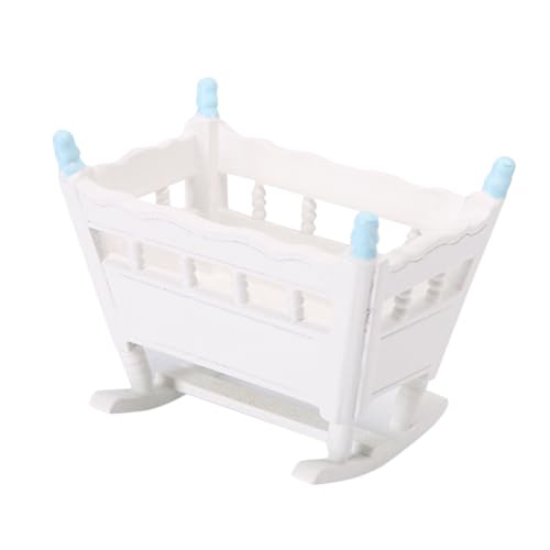 BESTonZON Miniatur Puppenwiege Blaues Puppenhaus Möbel Für Puppen Mini Krippe Für Puppen Realistische Dekoration Für Puppenhaus Puppenmöbel BESTonZON Miniatur Puppenwiege Blaues Puppenhaus Möbel Für Puppen Mini Krippe Für Puppen Realistische Dekoration Für Puppenhaus Puppenmöbel von BESTonZON