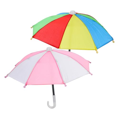 BESTonZON Miniatur Regenschirm Einstellbar Bunte Mini Regenschirme Für Puppen Und Miniatur Hauszubehör Ideales Fotografie Zubehör Für Kreative Modelle 2 Farben Bunt + / von BESTonZON