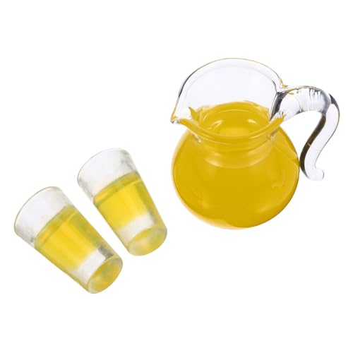 BESTonZON Puppenhaus Miniatur Lebensmittel Zubehör Mini Saft Wasserkocher Tassen Set Für Spielset von BESTonZON