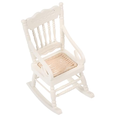 BESTonZON Miniatur Schaukelstuhl aus Holz Weiß Puppenhaus Möbel mit Seil Sitz Miniaturmöbel für Puppenstube und Kinderzimmer Dekoration BESTonZON Miniatur Schaukelstuhl aus Holz Weiß Puppenhaus Möbel mit Seil Sitz Miniaturmöbel für Puppenstube und Kinderzimmer Dekoration von BESTonZON
