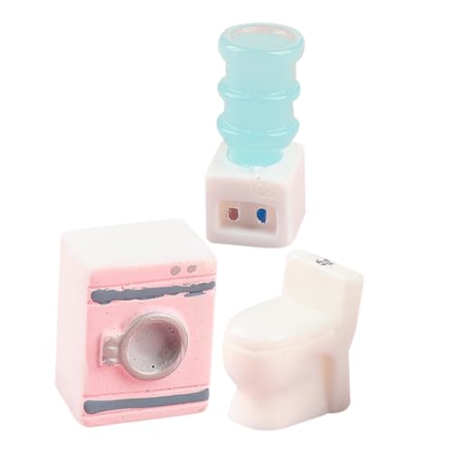 BESTonZON Miniatur Waschmaschine Toilette und Wasserbrunnen aus Robustem Resin Detailreiche Puppenhaus Dekoration Realistische Miniatur Haushaltsgeräte Langlebiges Teiliges Zubehör für von BESTonZON
