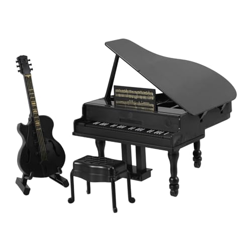 BESTonZON Miniatur musikinstrumente Set Puppenhaus Deko Realistisches Klavier und Gitarre Modell Feine Details Sammlerstück für Musikliebhaber BESTonZON Miniatur musikinstrumente Set Puppenhaus Deko Realistisches Klavier und Gitarre Modell Feine Details Sammlerstück für Musikliebhaber von BESTonZON